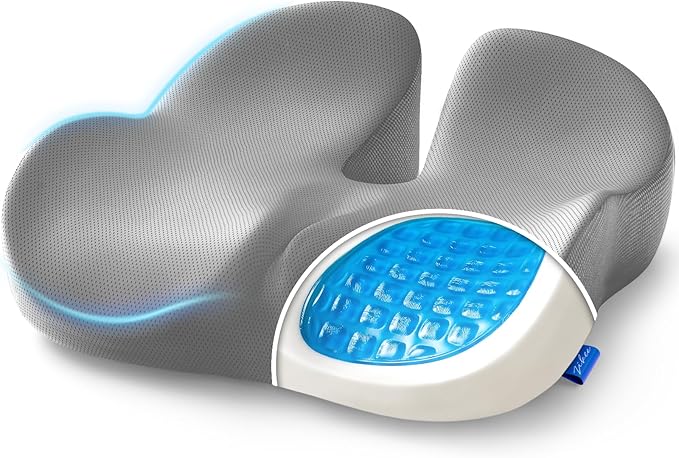 ZIKEE Gel Seat Cushion for Office Chair and Car Seat with Ergonomic Zoning, Memory Foam Chair Cushion for Sciatica, Lower Back, Tailbone Pain Relief and Intimate Ventilation, Non-Slip & Airy Cover