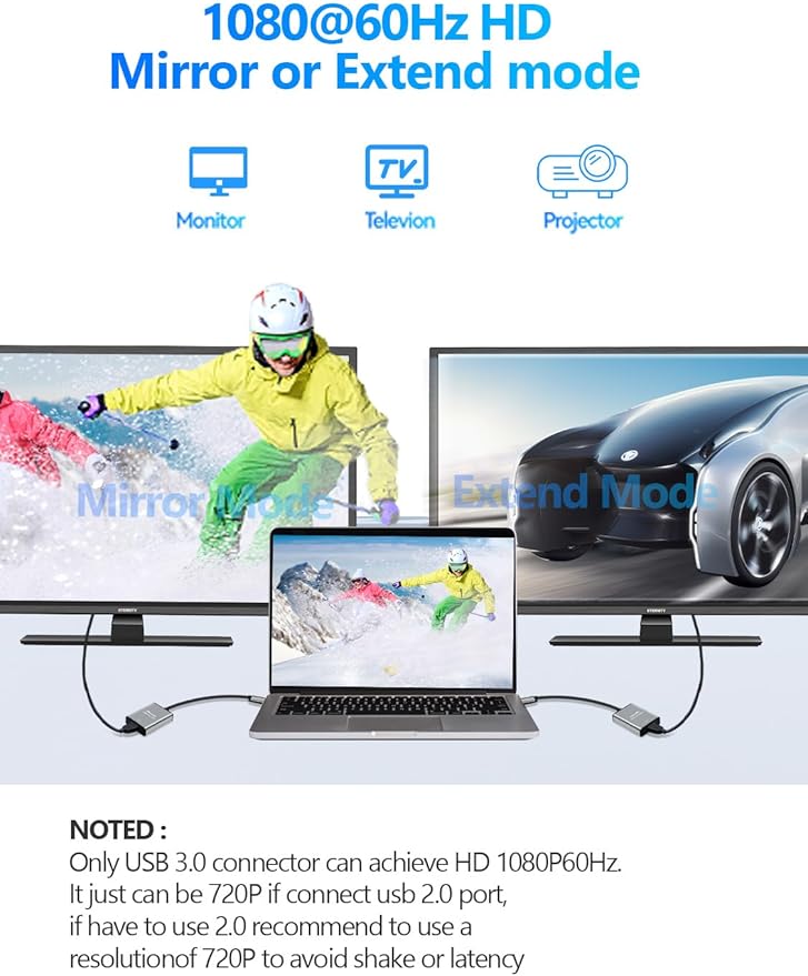 USB to HDMI Adapter for Laptop,USB hub,USB A 3.0 to HDMI Display Expander (USB 3.0-Silver)