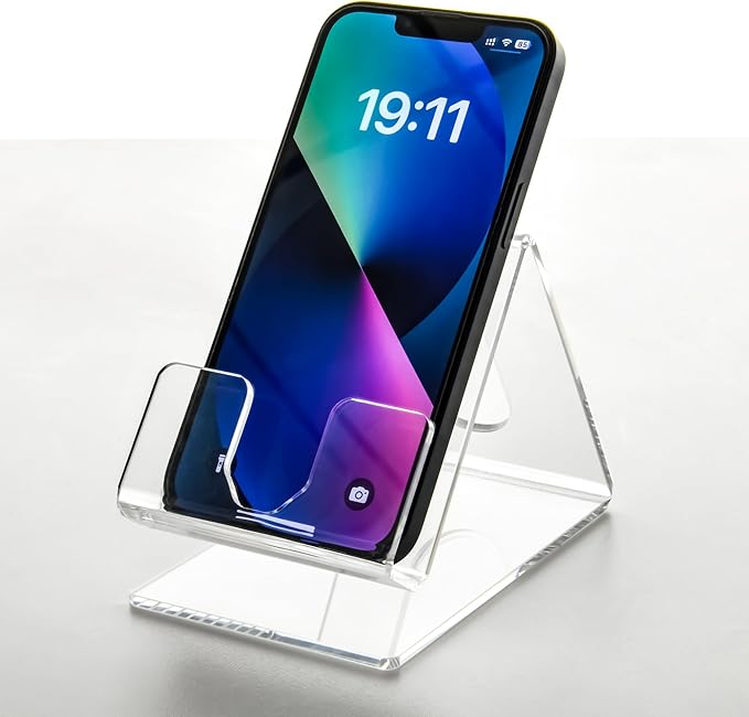 Acrylic Cell Phone Stand, Portable Clear Phone Stand for Desk, Compatible with iPhone 17 16 15 14 13 Pro Max Mini 12 11 Plus SE, Switch, Android Smartphone, Pad, Tablet, Desk Accessories