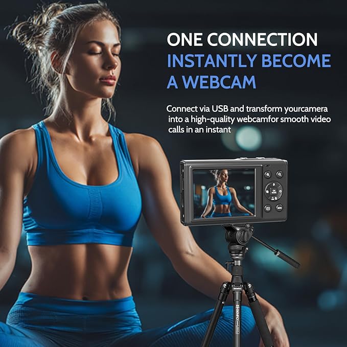 5K Digital Camera, Dual Screens Camera with 18X Digital Zoom, Compact Vlogging Camera for Teens, Beginner-Friendly Gift Pack, 32GB Card & 2 Batteries, Black