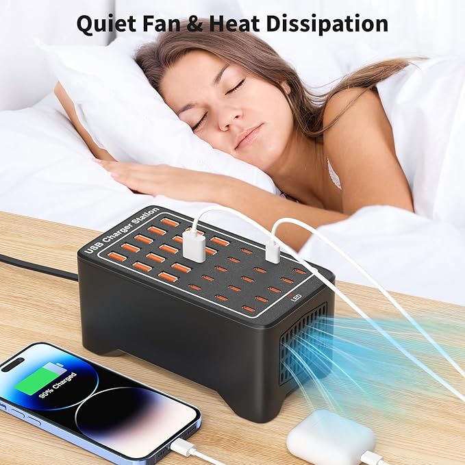 USB~C Charger Block, 150W(30A) 30 Port (15 USB A & 15 USB~C Port) Multiple USB Charging Station, Desktop USB Wall Charger Compatible with iPhone, iPad, Tablets, Smartphones