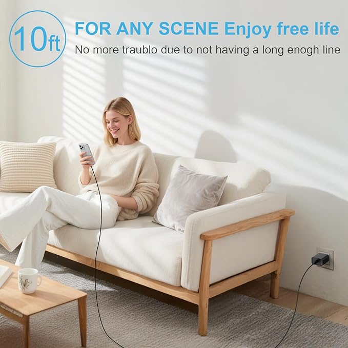 iPhone 17 Charger Fast Charging 20W USB C Charger Block & 10FT Fast Charging Cable Compatible with iPhone 17/17 Air/17 Pro/17 Pro Max/16/15 Series/iPad Pro and More-Black