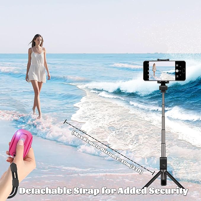 MAIRAN Rechargeable Wireless Camera Remote Shutter for iPhone and Android Smartphones, 2 Pack Bluetooth Phone Remote Control,Selfie Button for Photos and Videos Charging Cable Included- Pink&White