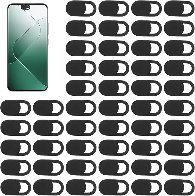 50 Pcs Webcam Cover, Black Practical Laptop Camera Cover Small Portable Phone Camera Covers for Compute Cell Phone PC Accessories to Protect Your Privacy and Security