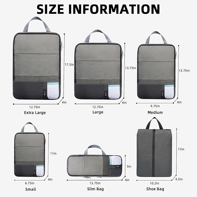 BAGAIL 6 Set/4 Set Lightweight Compression Packing Cubes for Travel, Anti-Tearing Expandable Organizer Bags for Suitcase