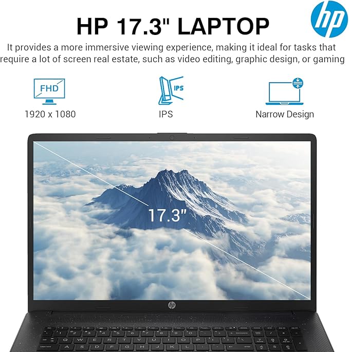 HP 17 Inch Laptop Computer, FHD IPS 17.3 Business Laptop PC, Intel Core i5, 16GB RAM, 1TB SSD+512GB Docking Set, Lifetime Microsoft Office, Windows 11 Pro, Long Battery Life, 10 Key Number Pad