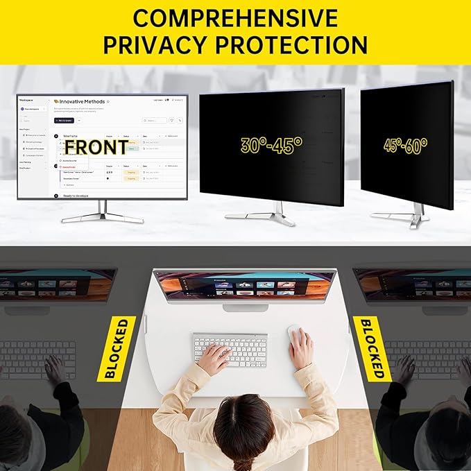 19.5 Inch Computer Privacy Screen for 16:9 Computer Monitor, Anti-Blue Light Monitor Privacy Screen Filter, Anti-UV Computer Shield