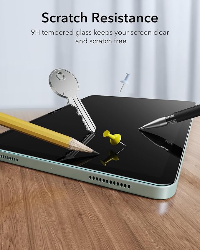 ESR 2 Pack Screen Protector for iPad Air 11 Inch M3/M2 2025/2024 (7th/6th Generation), 9H Tempered Glass Film with UltraFit Tray, Apple Pencil Support, Scratch Resistant, HD Clarity, Bubble Free