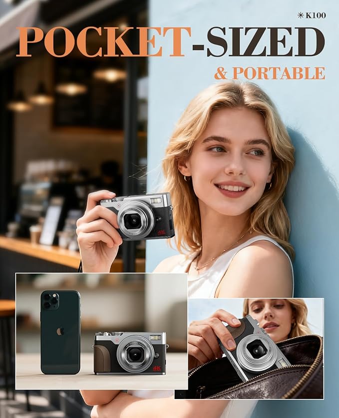 TURE 48MP 4K Digital Camera for Photography & YouTube Vlogging - 18X Zoom UHD Autofocus Video Camera with 3" 180° Flip Screen, 32GB SD Card & 2 Batteries - Compact Travel