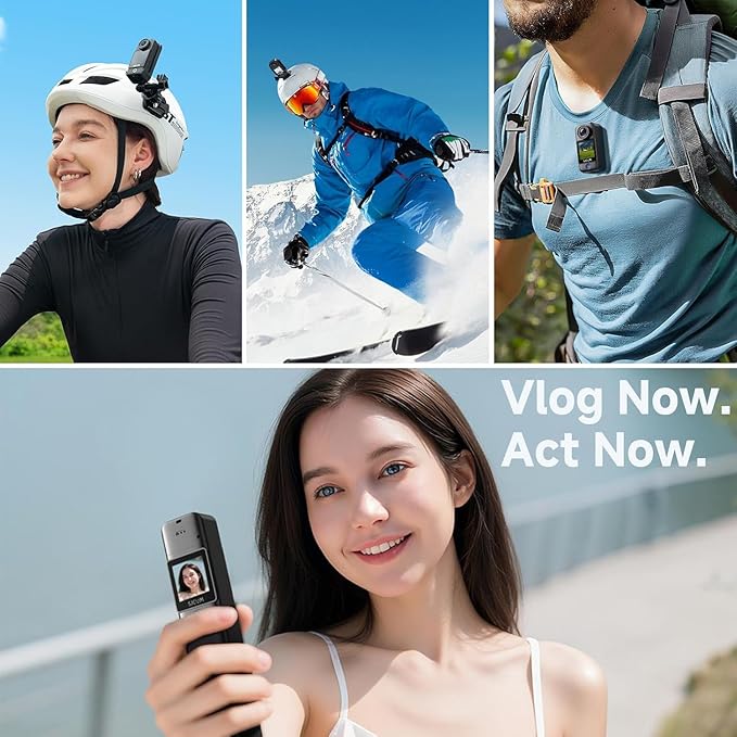 SJCAM C300 Vlogging Combo, 4K Pocket Action Camera,7Hour Power,6-Axis Stabilization,Dual-Touch Screen 154° Wide FOV Video Body Camera,Waterproof,Live Streaming,with Tripod Kits,64G Card,Black