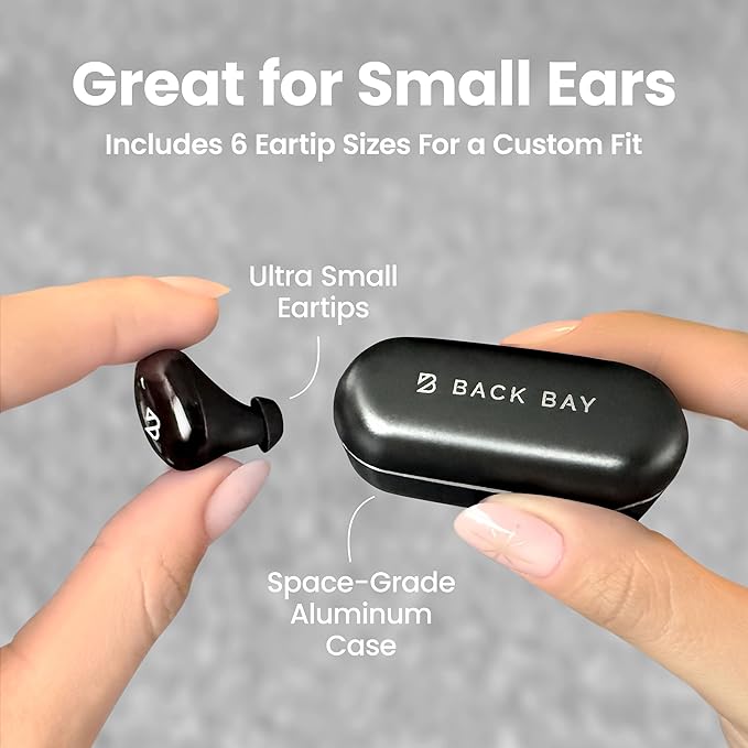 Back Bay Audio Tempo 30 Wireless Earbuds for Small Ears - Award-Winning Sound, Sweatproof Bluetooth Earbuds, Comfortable Ear Buds for Women, Black Earphones Small Ear Canals, Long Battery Headphones