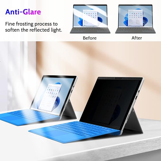 Magnetic Privacy Screen for Surface Go 4/3/2/1 10.5 Inch, Removable Anti Blue Light Glare Filter, Black Security Private Apy Block Protector