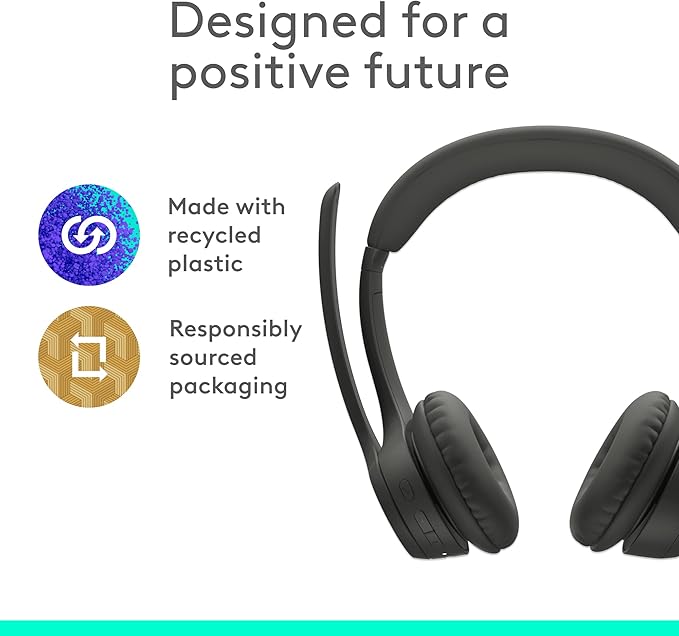Logitech Zone 301 Wireless Bluetooth Headset with Noise-Canceling Microphone, Compatible with Windows, Mac, Chrome, Linux, iOS, iPadOS, Android – Graphite