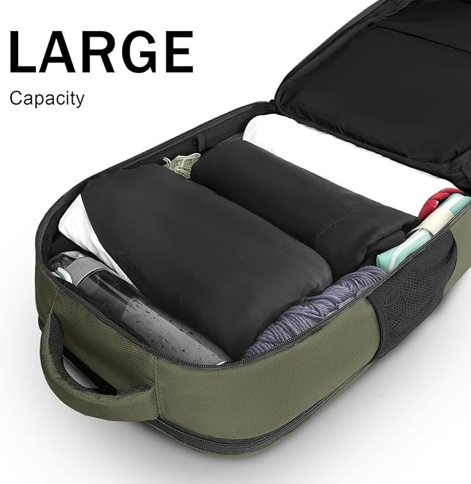 MATEIN Carry on Travel Laptop Backpack, Large Flight Approved Personal Item Travel Backpack with USB Charge Port & Shoe Compartment, Water Resistant Weekender Overnight Bag Fit 17 Inch Laptop, Green