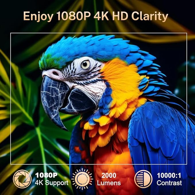 Mini Projector 1080P 4K Support with WiFi 6 and Bluetooth 5.4 Built-in Apps TV Android 11 Auto Keystone Outdoor Portable Projector Compatible with iOS/HDMI/TV Stick VisualCube 300