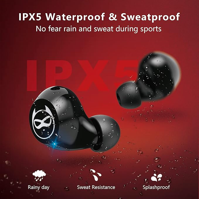 Gaming Wireless Earbuds Kids Bluetooth 5.0 Headphones with Mic 36H Playtime IPX6 Waterproof Noise Reduction Premium Sound LED Display USB-C Kids Wireless Earbuds for Workout Gaming Sport