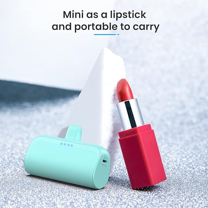 [2 Pack]Mini Portable Charger for iPhone, 5200mAh Ultra-Compact Fast Charging Power Bank Cordless Cute Small Battery Packs Backup Compatible with iPhone 14/14 Pro/13/12/XR/8/7/6-Jade Green+Blush Pink