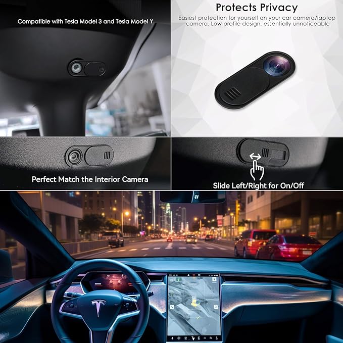 12 PCS Ultra-Thin Webcam Cover Slide for Laptop iPhone iPad MacBook Pro Computer iMac Cell Phone(Tesla Model 3/Y Interior Cabin Camera) PC Accessories Camera Blocker Slider, Great for Privacy