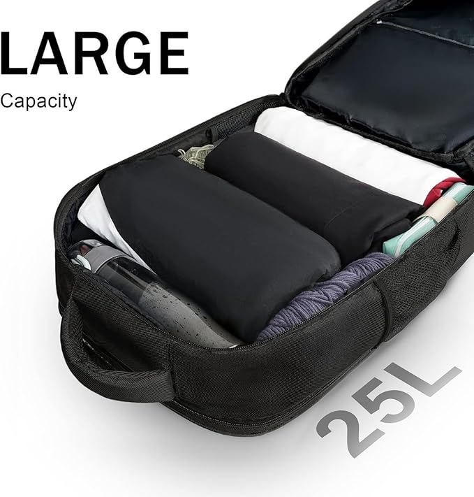 MATEIN Travel Laptop Backpack, Flight Approved Carry on Backpack with USB Port & Shoe Compartment, Large Personal Item Bag Fits 15.6 inch Laptop, Water Resistant Luggage Overnight Weekender Bag, Black