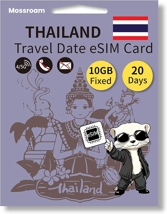Prepaid Thailand eSIM,10GB High-Speed 5G/4G LTE Fixed Data - No Physical SIM Needed - Instant QR Code Activation - No Contracts, No Hidden Fees