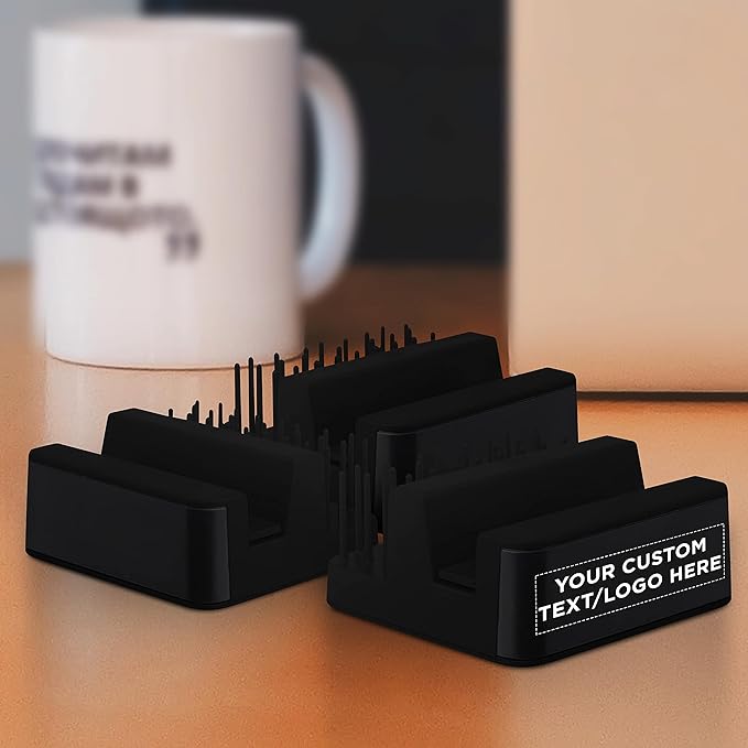 DISCOUNT PROMOS Custom Light Up Logo Phone Stands Set of 50, Personalized Bulk Pack - Essential Smartphone Accessory, Perfect for Office and Home - Black