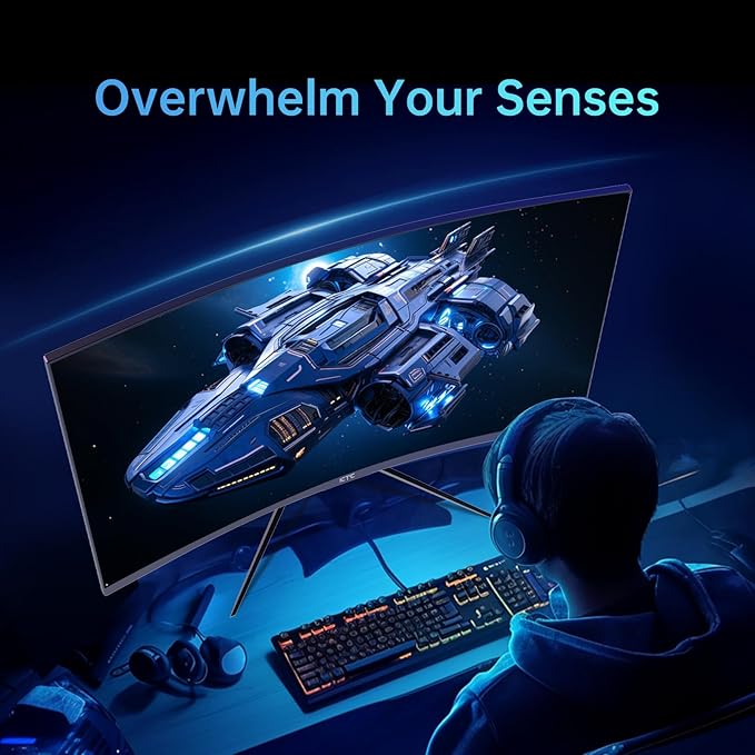 KTC 32 inch 240Hz Curved Gaming Monitor 1500R 1080P 125% sRGB 1ms, Freesync/G-sync HDR10,HDMI/DP/USB Ports VESA,Tilt Adjustable,Xbox PS5 Switch,Black