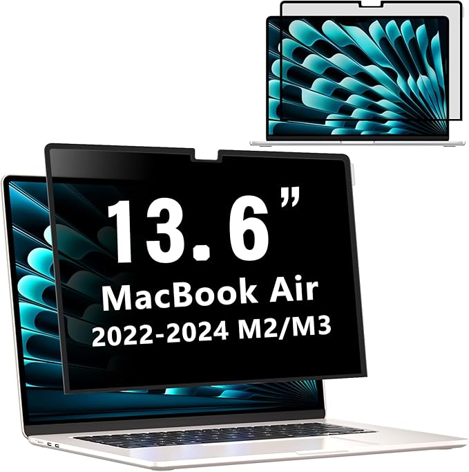 ZOEGAA MacBook Air 13.6 inch Privacy Screen, Removable Privacy Screen MacBook Air 13.6 & 13 inch 2022-2025 (M2, M3, M4, Pro, Max, Chip), Reusable Laptop Privacy Screen Anti-Glare Blue Ray Reduction