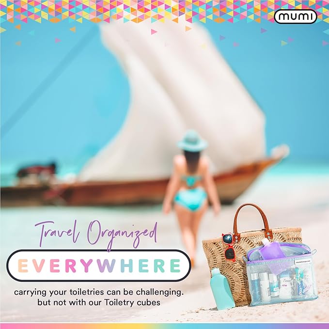 MUMI Travel Toiletry Bag Set of 3 – Clear TSA Approved Toiletry Bags for Women – Reusable Water-Resistant Makeup Organizer Pouches for Skincare, Cosmetics, Travel Accessories, Airport Packing - Pink