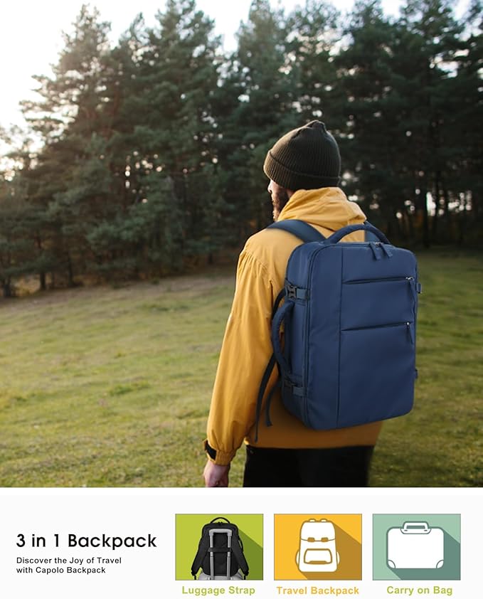 Capolo Travel Backpack for Women Men Waterproof Laptop Backpack Airlines Approved Carry On Backpack Bag Computer Backpack for Business, Work, Traveling Fits 17 Inch Laptop(Dark Blue)