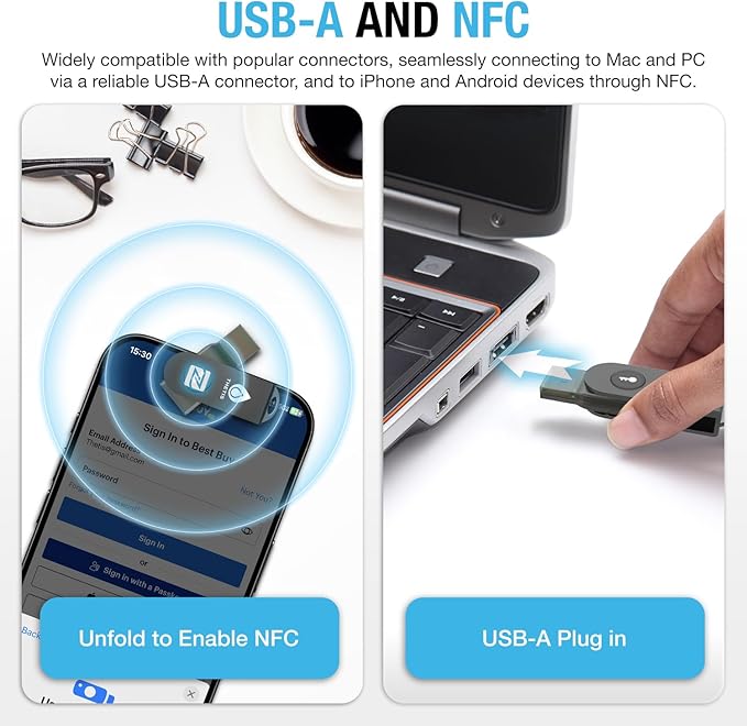 Thetis Pro-A FIDO2 Security Key Passkey Device with USB A & NFC, TOTP/HOTP Authenticator APP, FIDO 2.0 Two Factor Authentication 2FA MFA, Works with Windows/macOS/Linux/Gmail/Facebook/Dropbox/GitHub