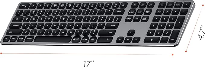 Satechi Aluminum Wireless Keyboard with Numeric Keypad – for MacBook Pro, MacBook Air, iPad Pro, iMac and More