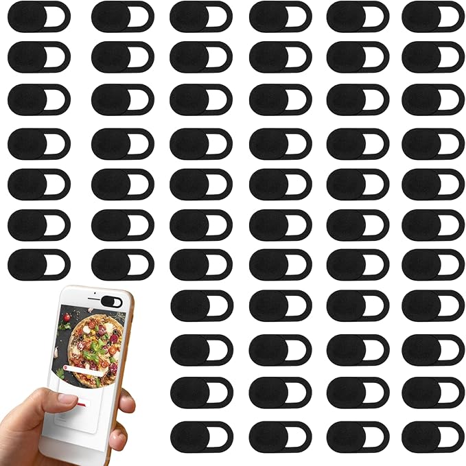 60 Pcs Webcam Cover Slide Universal Ultra Thin Laptop Camera Cover Slide Web Camera Covers Blocker Slider Protect Your Visual Privacy Cell Phone Accessories for Laptop Computer (Black)