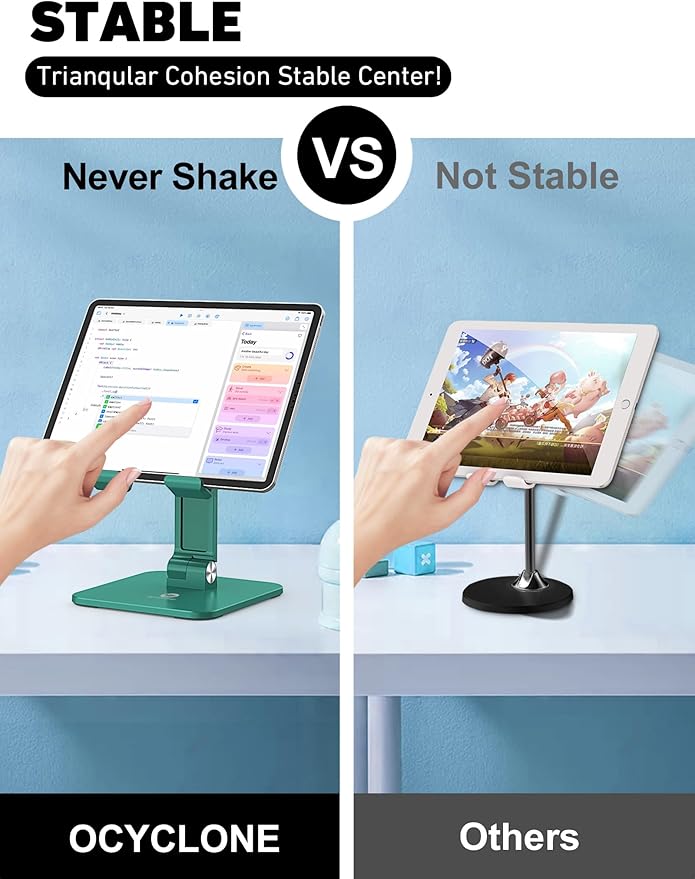 OCYCLONE Tablet Stand Compatible with iPad Holder for Desk, FoldableTablet Holder Portable Monitor Stand - Green