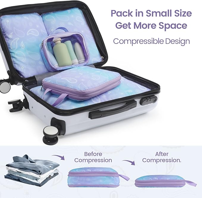 Cambond Compression Packing Cubes for Travel Women - Travel Bags Luggage Organizers Travel Essentials Compression Cubes for Travel Carry on Suitcases Organizer