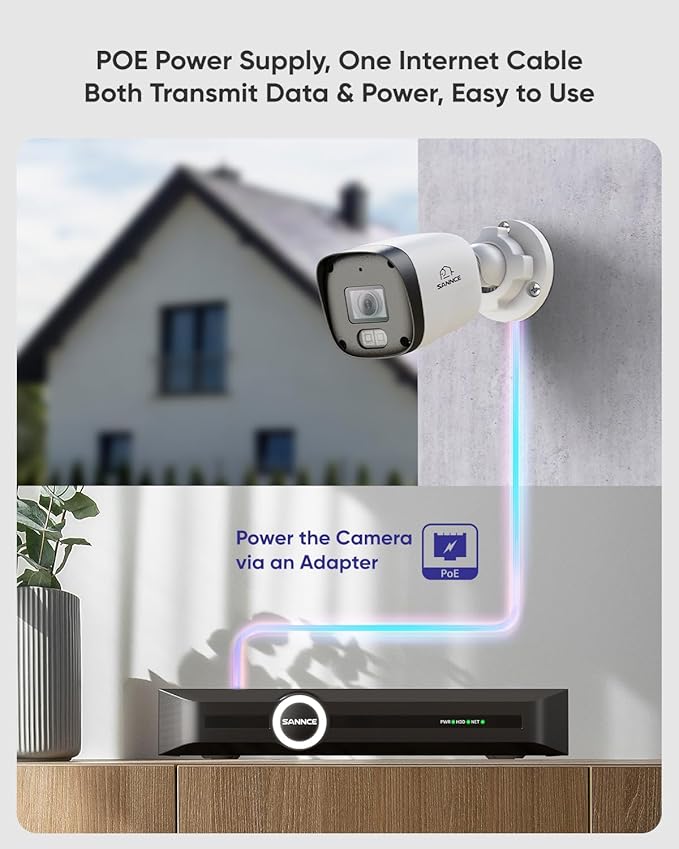 SANNCE 8CH 6MP Surveillance PoE NVR System with 8PCS 2K 3MP HD IP Cameras with H.265 Video Compression, Smart IR LED, APP Push Alert, Remote Access (with 1TB HDD)