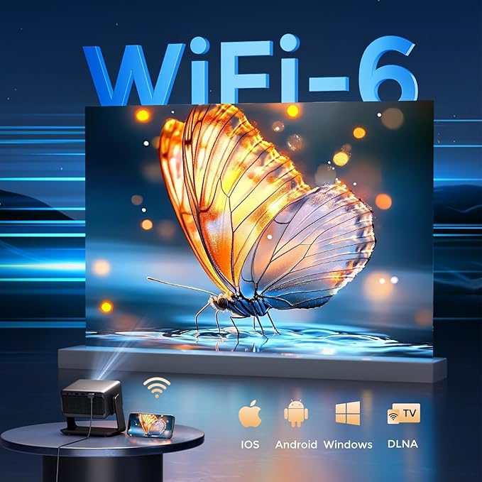 GooDee Video Projector With Wifi And Bluetooth, Smart Movie System/ Dolby Audio/ Auto Focus & Keystone Portable Projector, 4k Video Decode & 1080p Native For Home Theater / Outdoor