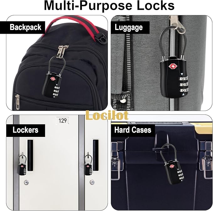 5pcs TSA Approved Luggage Locks with 10pcs Zipper Locks, Zinc Alloy Combination Locker Suitcase Lock, TSA Locks for Luggage, Combination Lock for Locker Backpack (TSA007)
