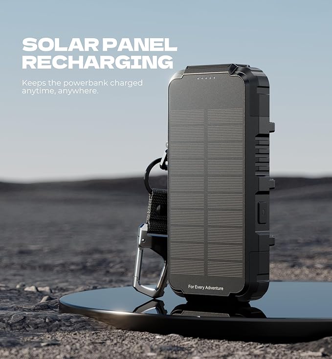 Dexnor Solar Charger Power Bank 27,000mAh, 65W PD3.0 & QC3.0 Fast Charging Powerbank External Battery Pack Portable Wireless Chargers with Flashlight and Carabiner, Compatible with MagSafe & Qi