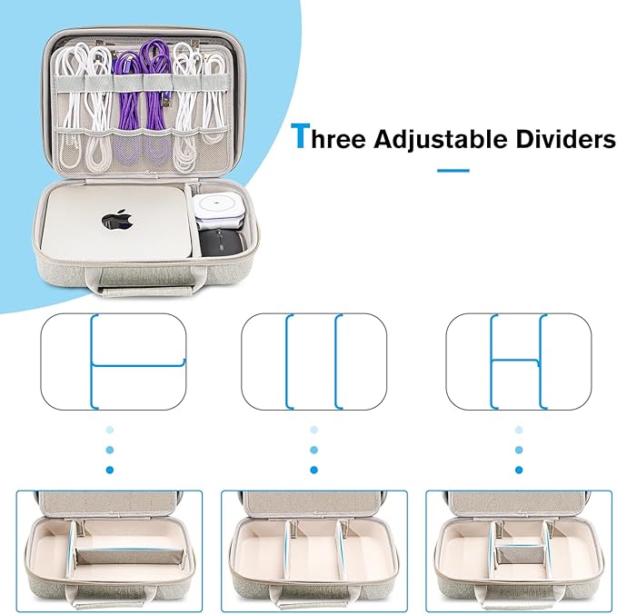 ProCase Hard Travel Electronic Organizer Case for MacBook Power Adapter Chargers Cables Power Bank Apple Magic Mouse Apple Pencil USB Flash Disk SD Card Small Portable Accessories Bag