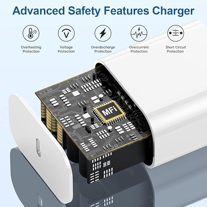 iPhone 17 16 15 Charger and 10ft Type C to C Cable Cord Long, 20W USB C Fast Charging Block/iPad Wall Plug Power Adapter Cube Brick Box for Apple iPhone 17 Pro Max/17 Air/16 Plus/15 Pro/iPad Air/Mini