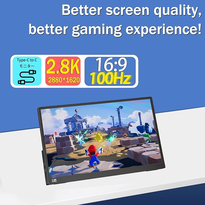 Portable Monitor Touchscreen 15.6" 2.8K Laptop Screen Extender 2880x1620,100Hz,100％sRGB,w/45° Adjustable Stand,mini HDMI USB-C Computer Display for Laptop PC Phone Mac