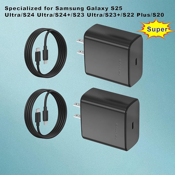 Type-C Fast Charging Block, 45W Super Fast Charger USB C Wall Charger Block for Sumsung S25 Ultra/S25/S24/S23/S22/S23Ultra/S23/S23+/S22Ultra/S21,and More【2-Pack】