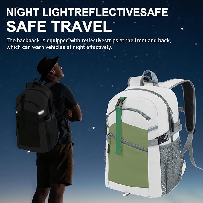 20L Lightweight Hiking Backpack for Men & Women – Small Travel Daypack with Phone Pocket – Durable & Compact for Hiking,Traveling,Camping,and Outdoor Adventure,White