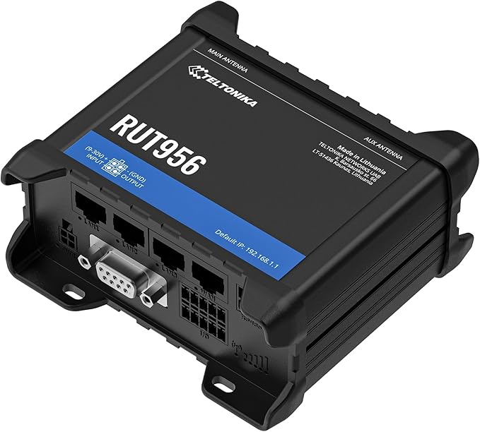 Teltonika RUT956 Industrial 4G LTE Router – Dual SIM Failover, GNSS GPS Tracking, VPN & RMS Support (RUT956A00A00)