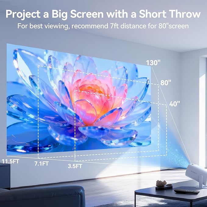Mini Projector with WiFi 6 and Bluetooth 5.0, Portable Projector 4K support with Android14 System, 210° Rotation, Auto Vertical Keystone Smart Proyector for Home Theater, Business Presentation, Gaming