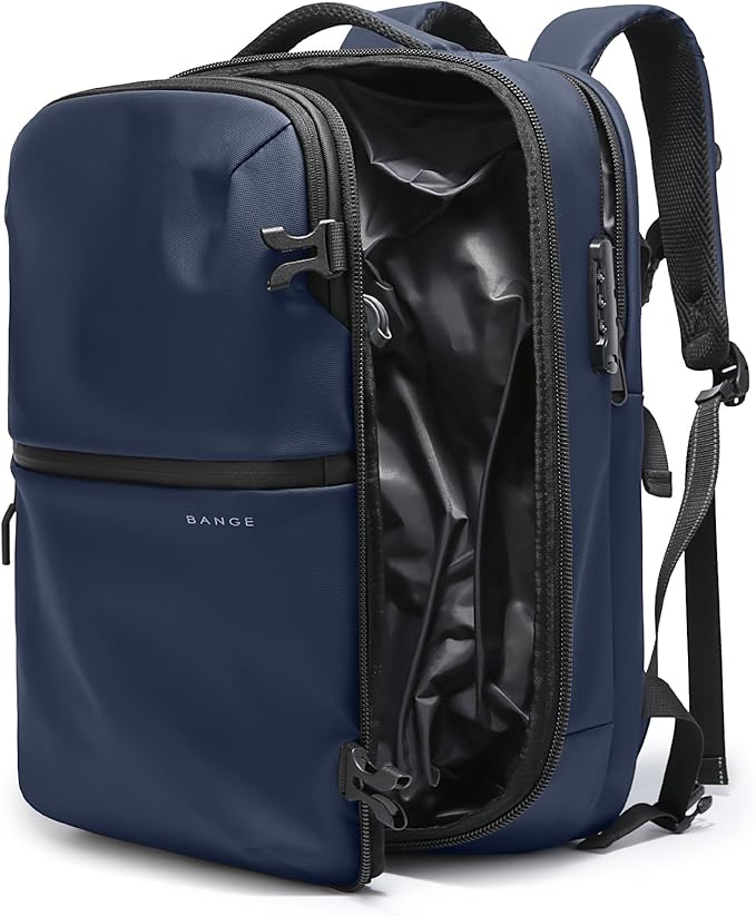 BANGE Travel Backpack with Vacuum Pocket and TSA lock version can hold 15.6 inch Laptop suitable Overnight Flight Approved Anti-theft Bag