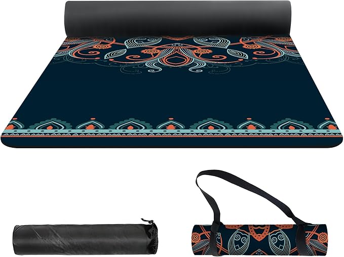 nuveti Yoga Mat Print Extra Thick TPE Non Slip Fitness Exercise Mat with Carrying Bag,72"x24" Extra Thick 6MM Exercise & Workout Mat for Yoga, Pilates Fitness and Floor Exercises