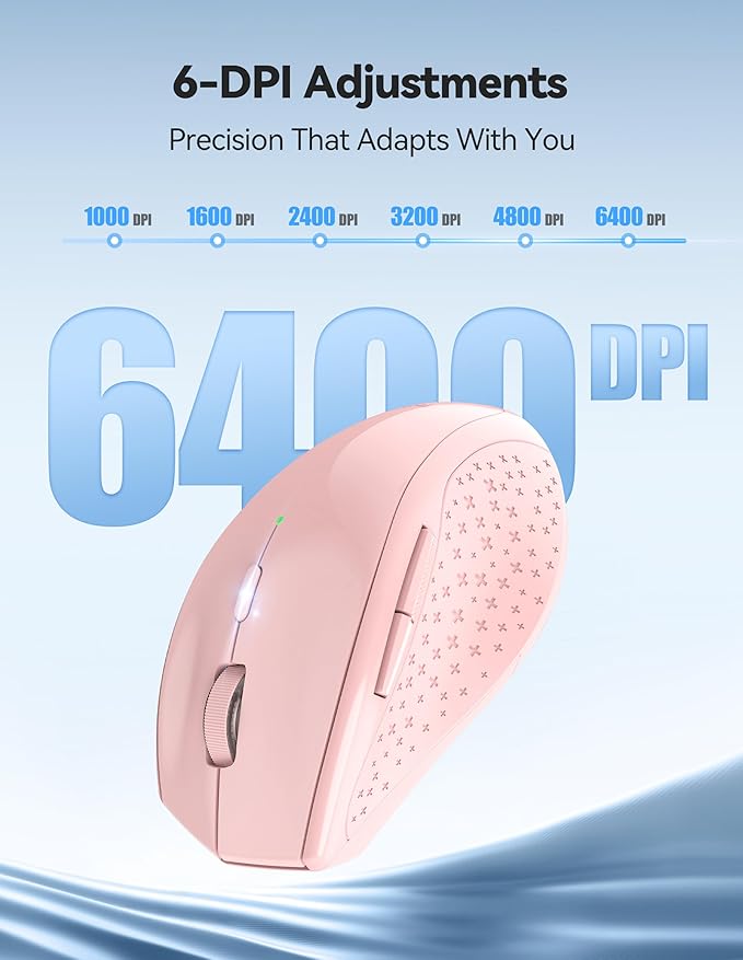 TECKNET Wireless Mouse Rechargeable,Mouse for Laptop Computer,2.4G USB Computer Mice Wireless,6 Button 6400 DPI Ergonomic Silent Mice,Portable Cordless Travel Mice-Wide Compatibility