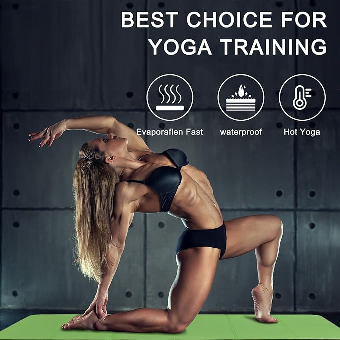 Foldable Yoga Mat 72" L x 32" W x 0.32 Inch Extra Thicked and Wided, Folding Yoga Mat for Travel with Canvas Carrying Bag, Non-Slip TPE Exercise Pilates Mat