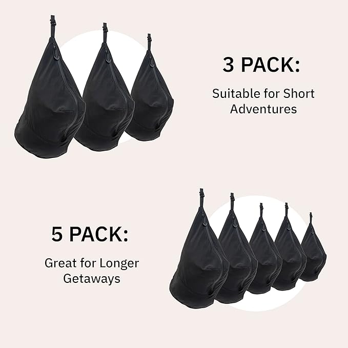 trtl Packing Pods, Black - Packing Cubes for Travel - Organizer Bags for Luggage to Maximize Space in Suitcase - Travel Packing Organizers - Includes Carry Strap - Comes with 3 Cube Sizes - 5 Pack